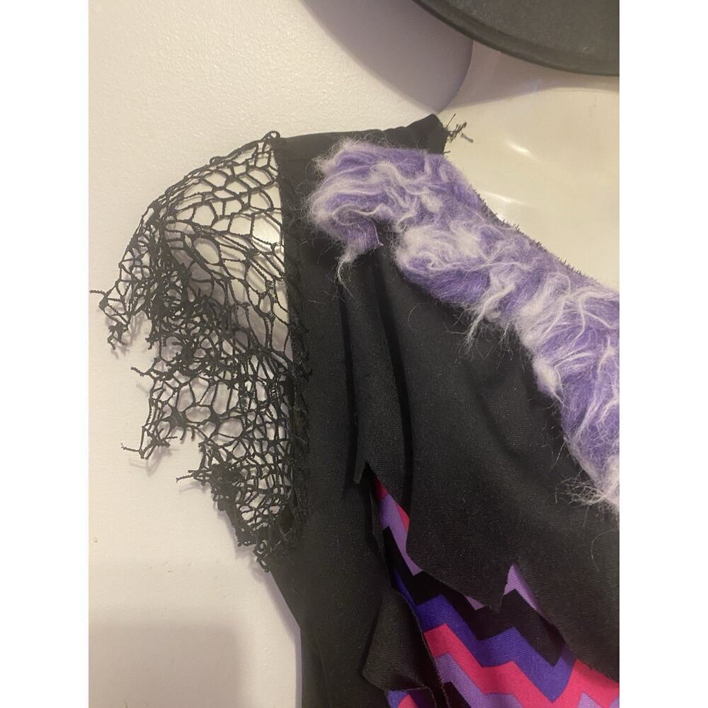 Spirit SassyCat Girls HalloweenCostume Furry BlackPurple Witchy Vams Grunge XL14 - Picture 3 of 4